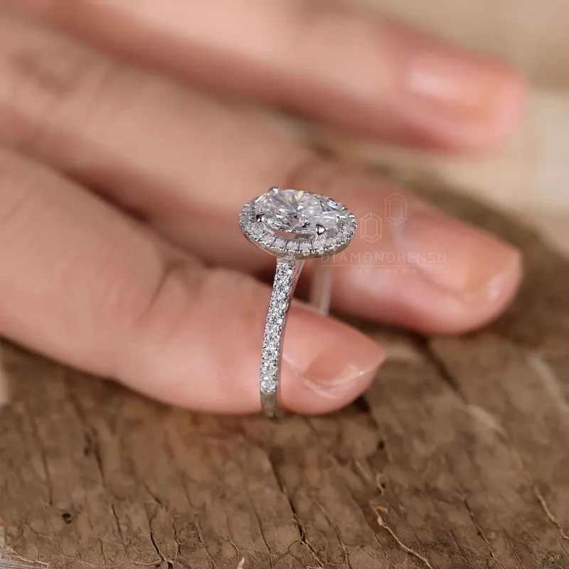 1 CT Oval Diamond Ring, Lab Grown Diamond Engagement Ring view 3