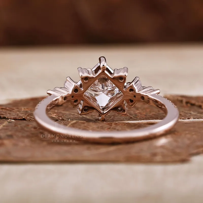 1 CT Princess Cut Lab Grown Diamond Unique Compass Prong Setting Engagement Ring vy 5