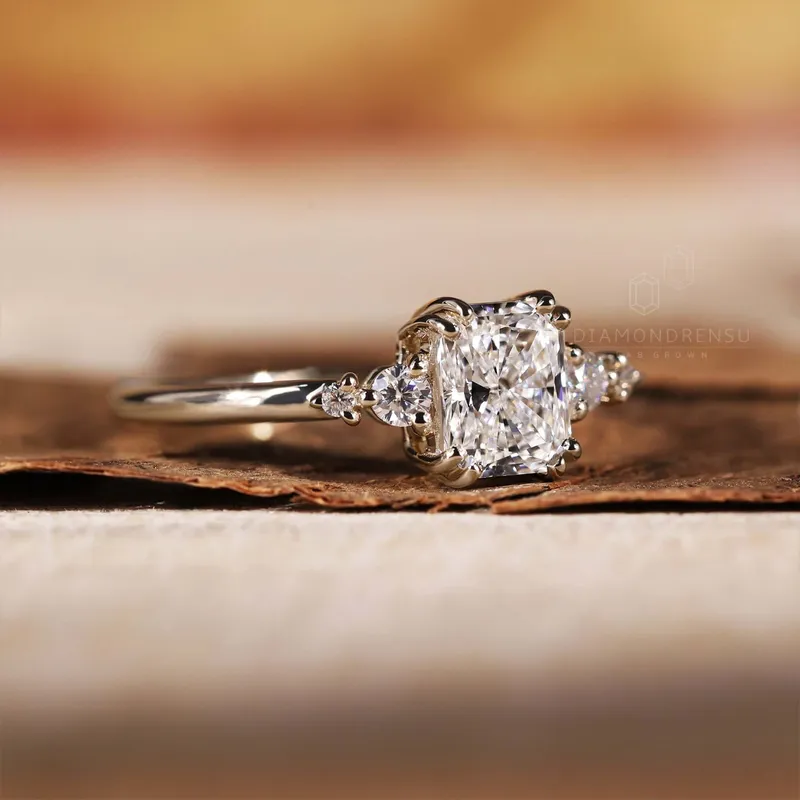 1 CT Radiant Cut Diamond Ring, Lab Created Diamond Engagement Ring vy 5