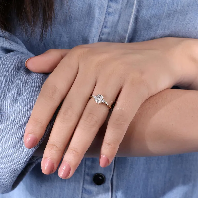 1 CT Radiant Cut Diamond Ring, Lab Created Diamond Engagement Ring vy 2