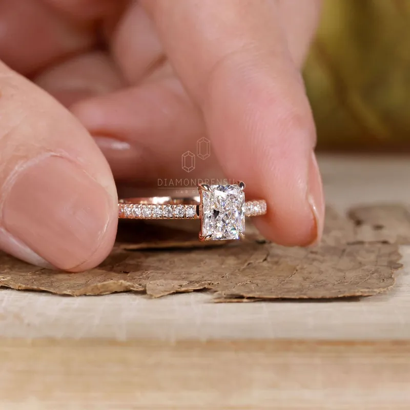 1 CT Radiant Cut Diamond Ring, Lab Grown Diamond Engagement Ring view 8