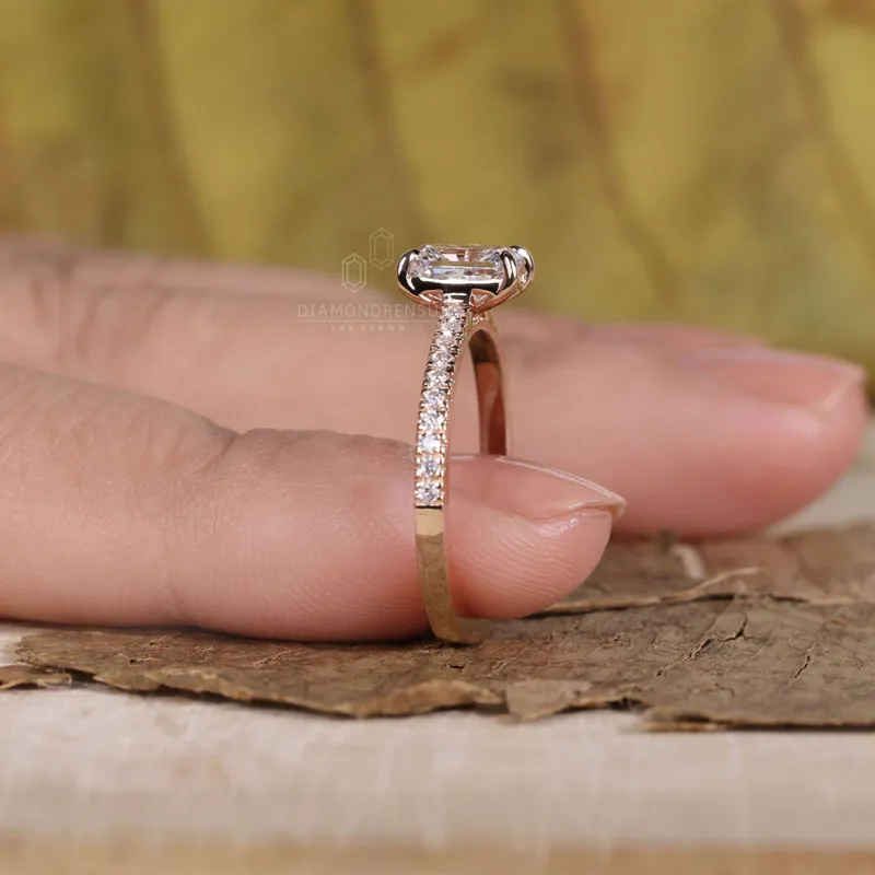 1 CT Radiant Cut Diamond Ring, Lab Grown Diamond Engagement Ring view 3