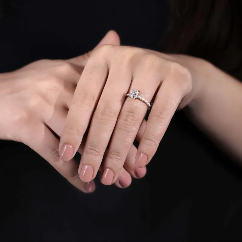 1 CT Radiant Cut Diamond Ring, Lab Grown Diamond Engagement Ring view 2