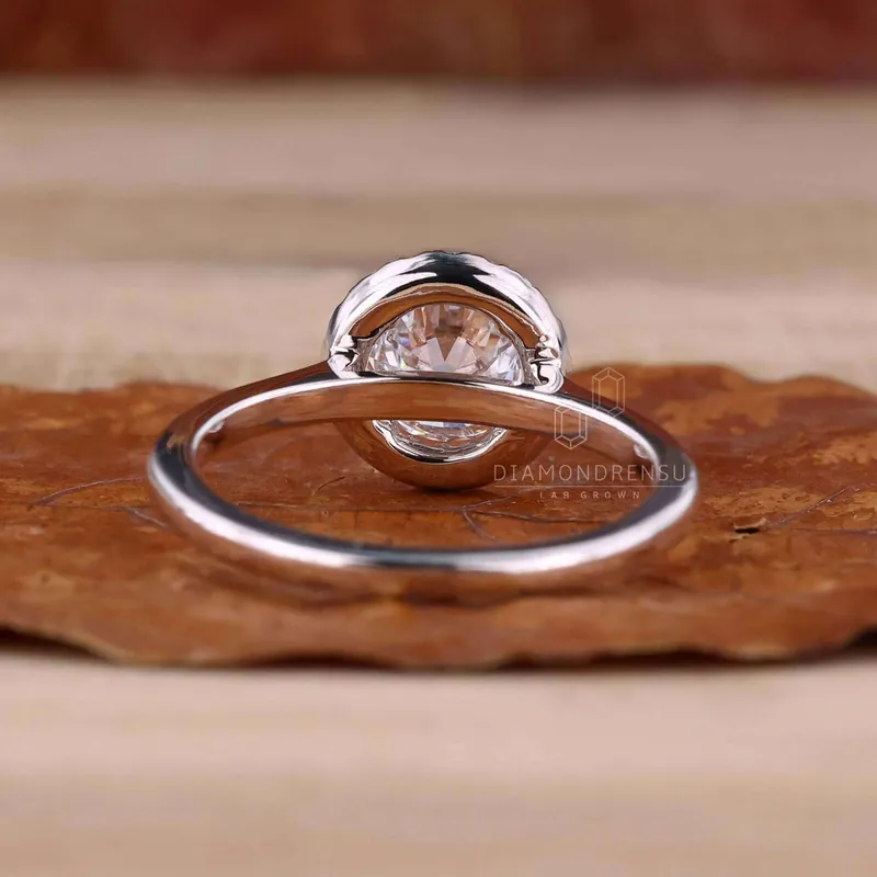 1 CT Round Brilliant Cut Lab Created Diamond Halo Engagement Ring view 3