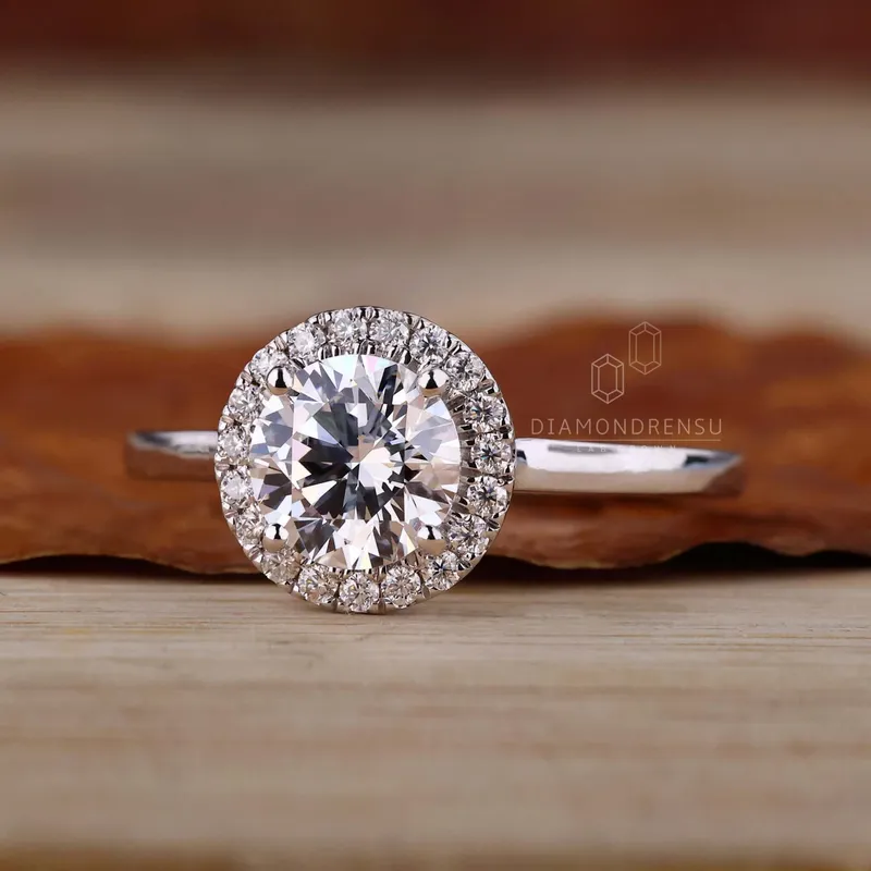 1 CT Round Brilliant Cut Lab Created Diamond Halo Engagement Ring view 5