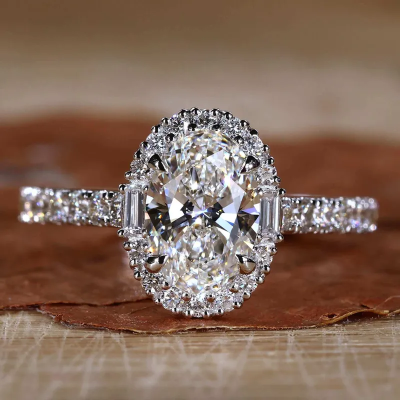 1 Carat Oval Diamond Ring with Sparkling Halo Design oval cut engagement ring