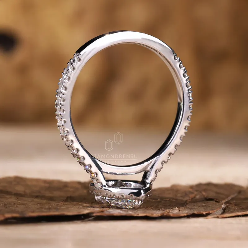 1 carat Pear Shaped Diamond Ring, Pear Lab Grown Diamond Halo Engagement Ring view 3