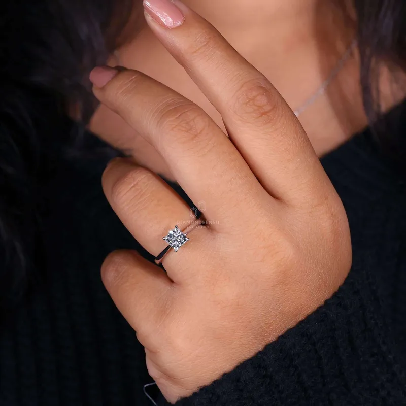 1.0 CT Princess Cut Lab Grown Diamond Solitaire Engagement Ring view 3