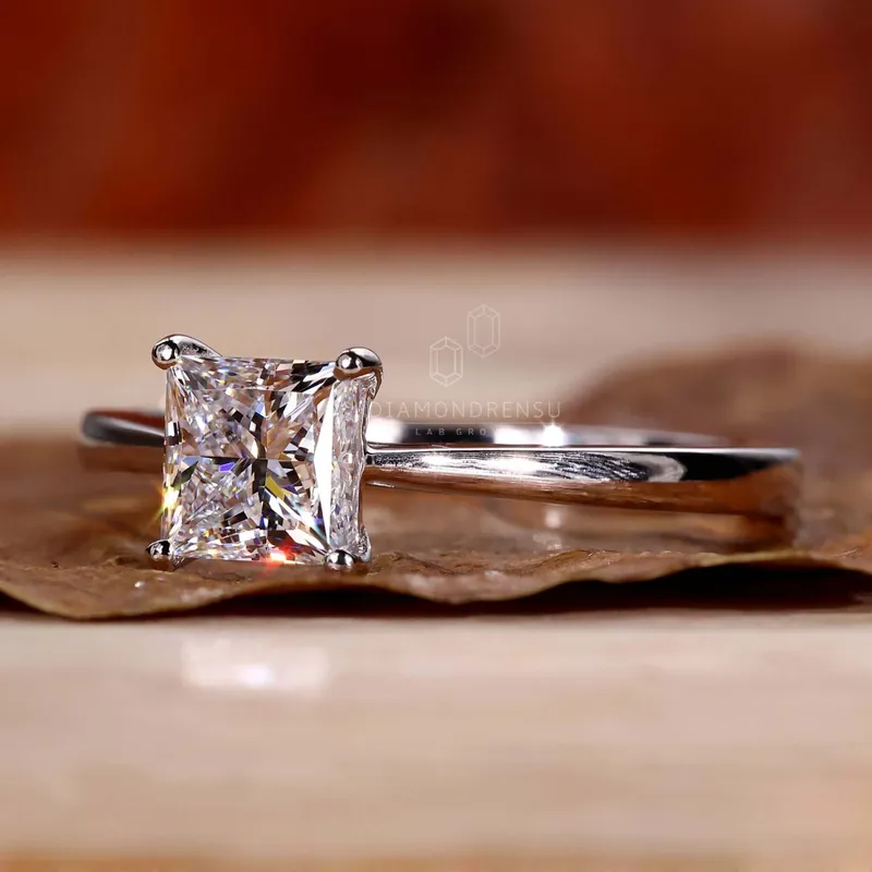 1.0 CT Princess Cut Lab Grown Diamond Solitaire Engagement Ring view 5