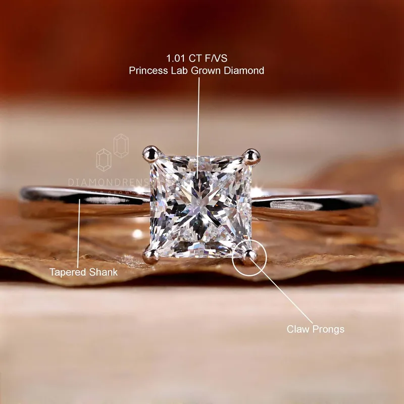 1.0 CT Princess Cut Lab Grown Diamond Solitaire Engagement Ring view 9