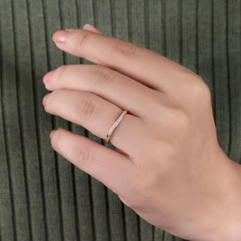 1.0 MM Round Lab Grown Diamond Eternity Wedding Band, Stackable Ring view 2