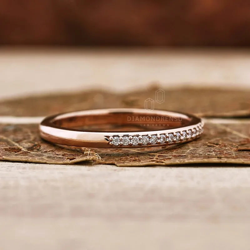 1.0 MM Round Lab Grown Diamond Eternity Wedding Band, Stackable Ring view 3