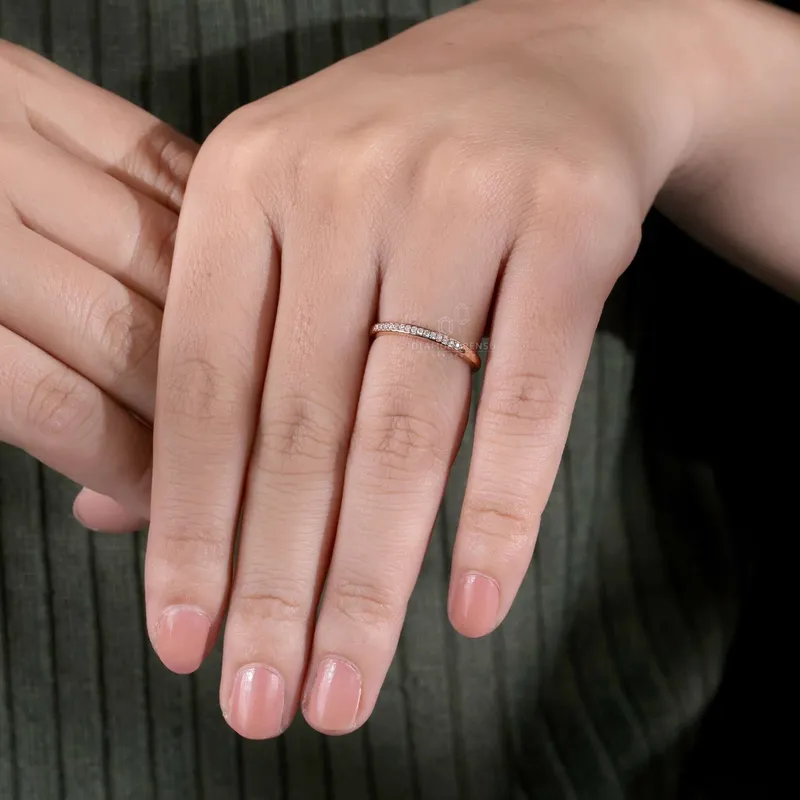 1.0 MM Round Lab Grown Diamond Eternity Wedding Band, Stackable Ring view 4