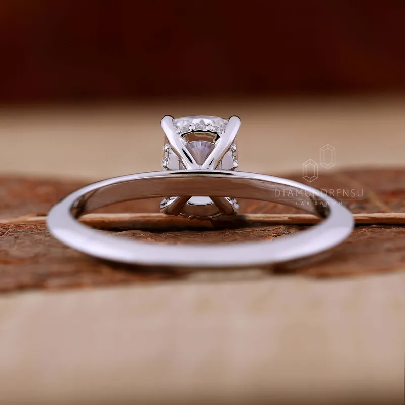 1.01 CT Elongated Cushion Cut Lab Grown Diamond Ring, Knife Edge Band vy 6