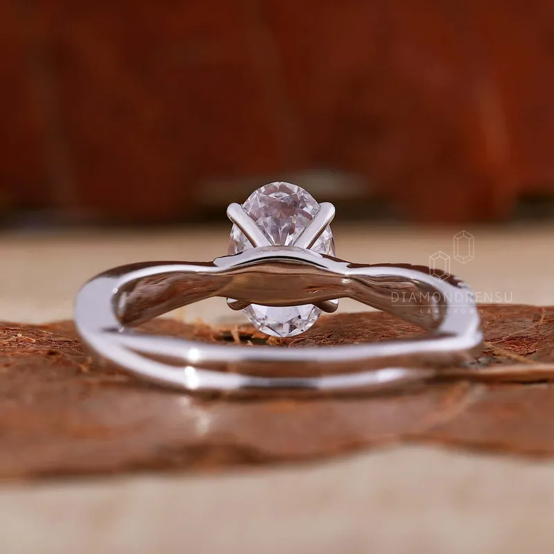 1.01 CT Oval Cut Lab Grown Diamond Engagement Ring, Twisted Band view 5