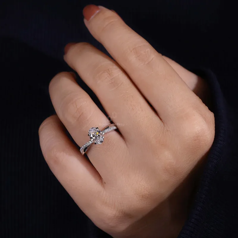1.01 CT Oval Cut Lab Grown Diamond Engagement Ring, Twisted Band view 2