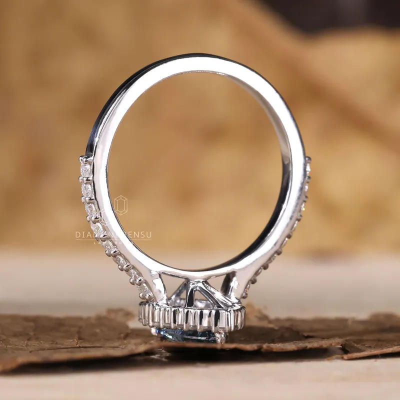 1.01 CT Pear Blue Diamond Ring, Pear Lab Grown Blue Diamond Engagement Ring vy 6