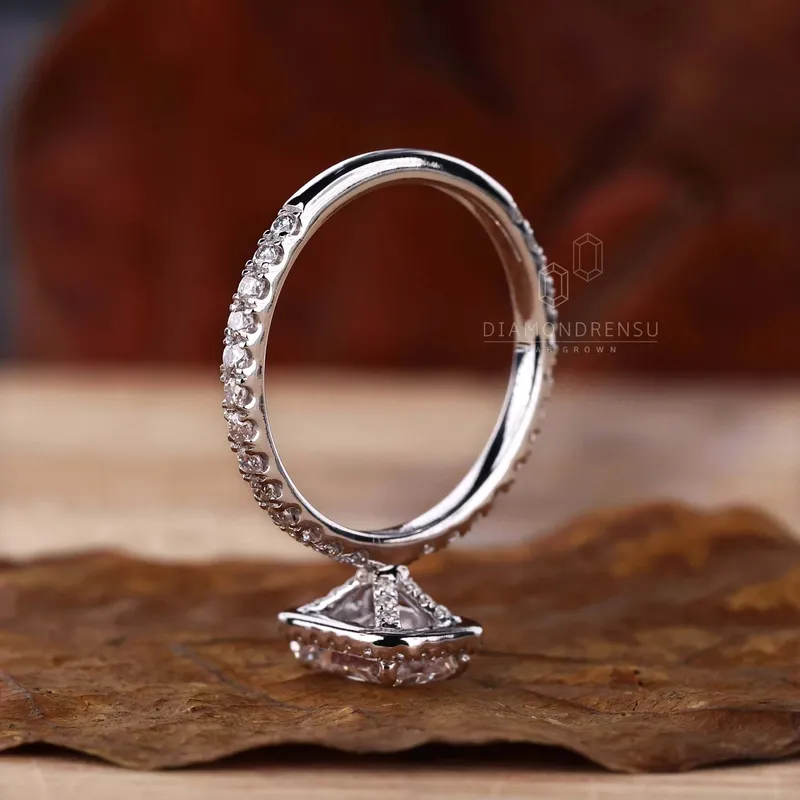 1.01 CT Radiant Cut Lab Grown Diamond D/VVS2 Halo Engagement Ring view 6