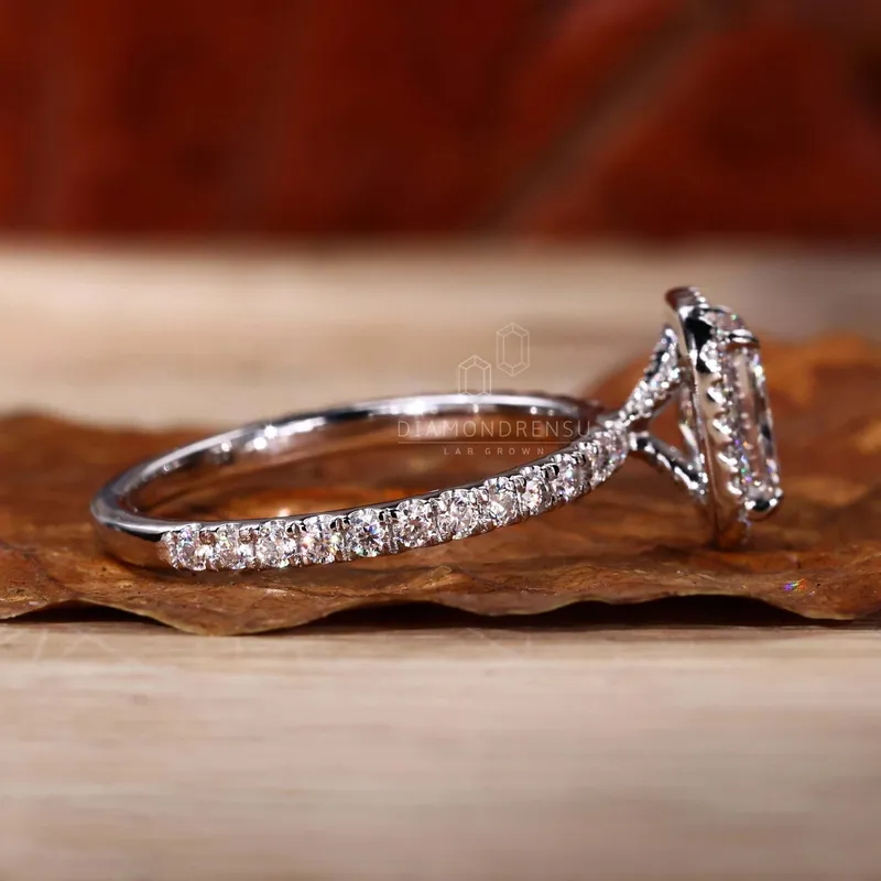 1.01 CT Radiant Cut Lab Grown Diamond D/VVS2 Halo Engagement Ring view 3