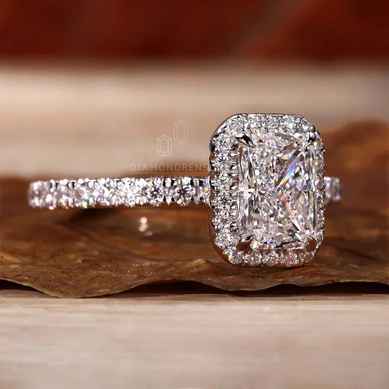 1.01 CT Radiant Cut Lab Grown Diamond D/VVS2 Halo Engagement Ring view 4