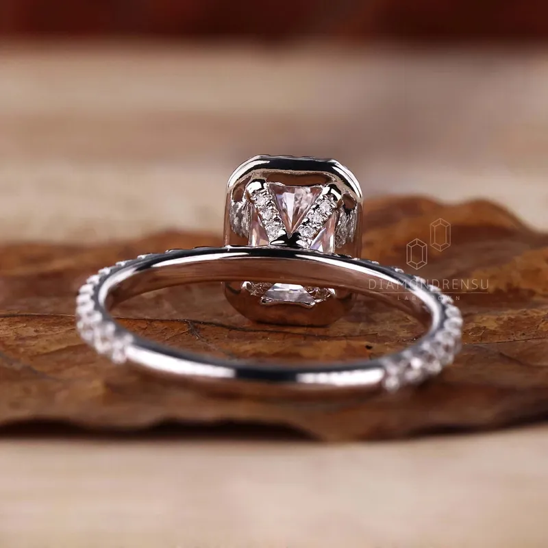 1.01 CT Radiant Cut Lab Grown Diamond D/VVS2 Halo Engagement Ring view 5