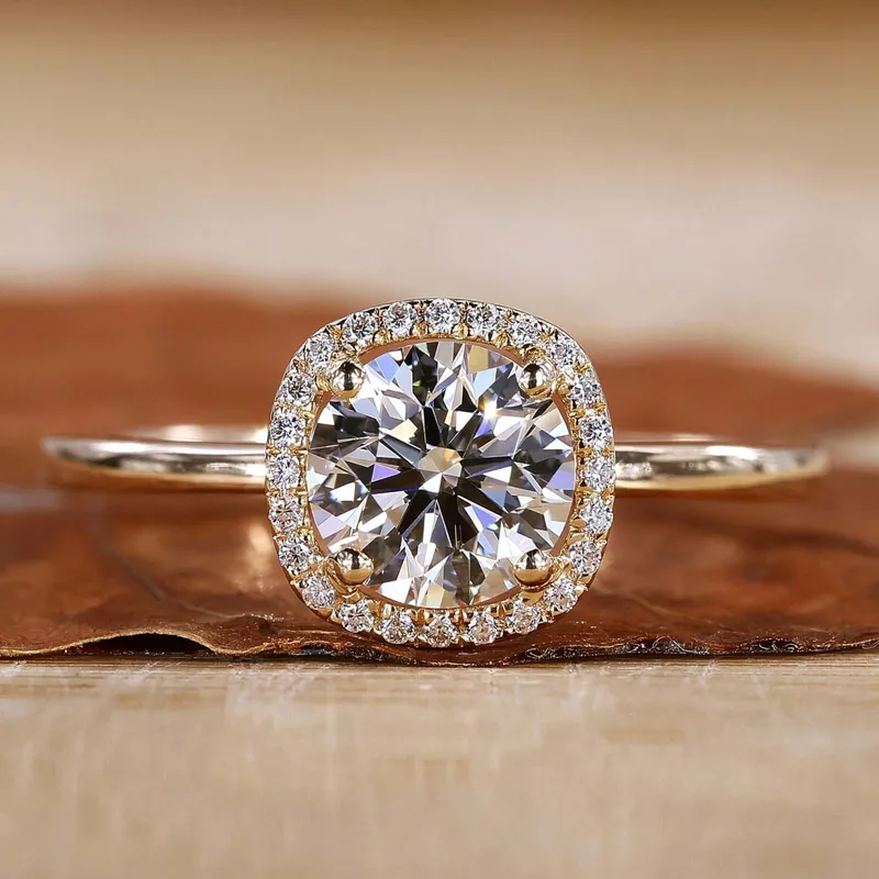 1.01 CT Round Diamond Halo Engagement Ring, EF/VS Lab Grown Diamonds round cut engagement ring