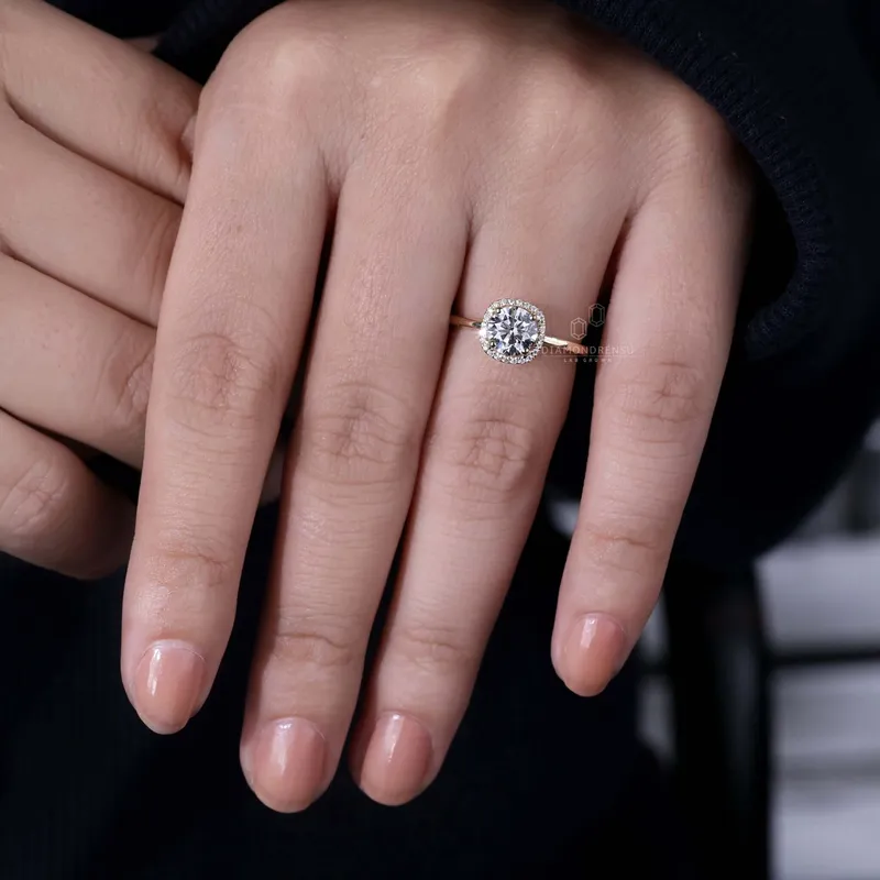 1.01 CT Round Diamond Halo Engagement Ring, EF/VS Lab Grown Diamonds view 2