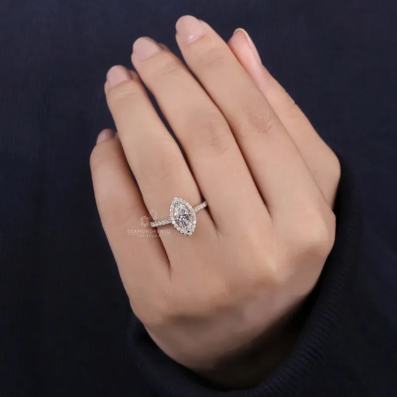 1.02 CT Marquise Cut Lab Grown Diamond Engagement Ring vy 8