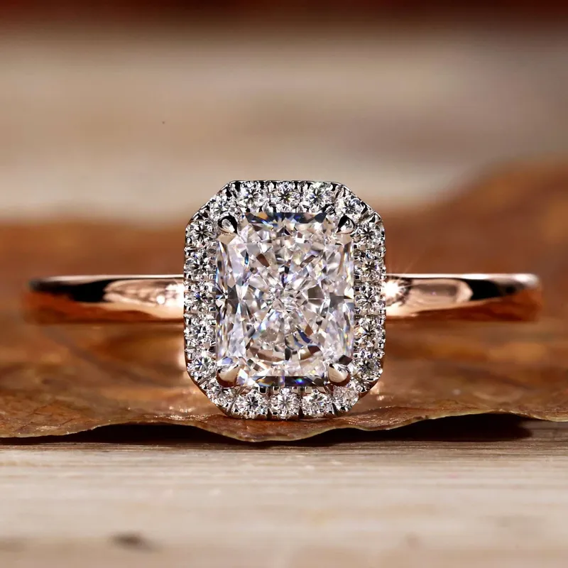 1.02 CT Radiant Cut D/VS1 Lab Grown Diamond Halo Engagement Ring round cut engagement ring