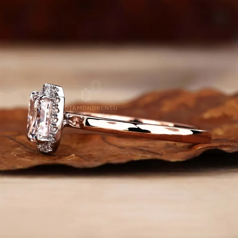 1.02 CT Radiant Cut D/VS1 Lab Grown Diamond Halo Engagement Ring vy 3