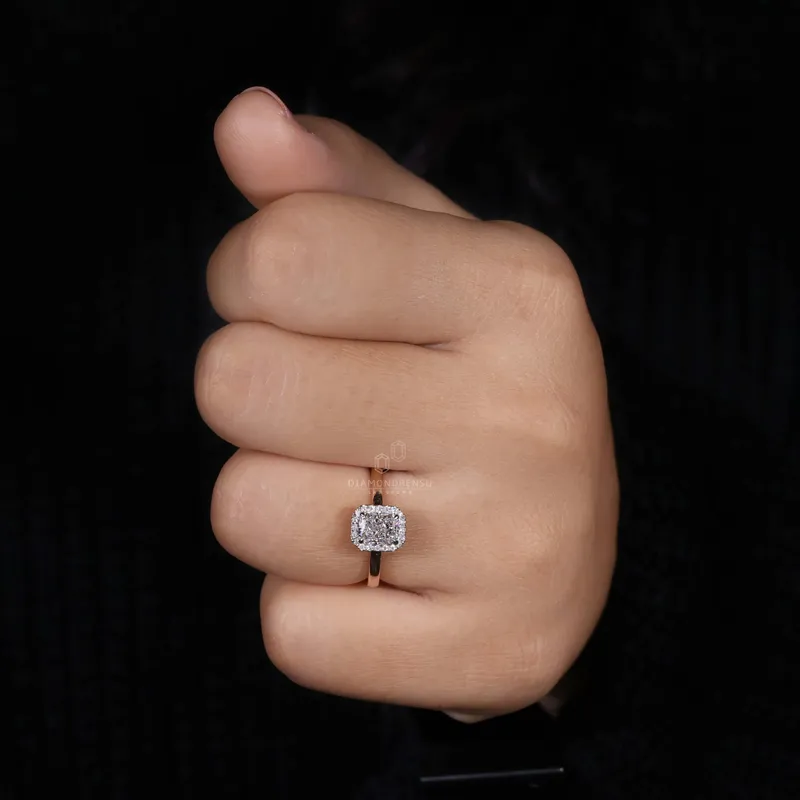 1.02 CT Radiant Cut D/VS1 Lab Grown Diamond Halo Engagement Ring vy 2