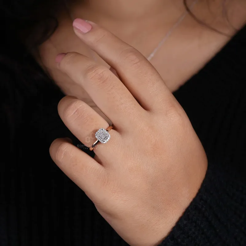 1.02 CT Radiant Cut D/VS1 Lab Grown Diamond Halo Engagement Ring vy 7
