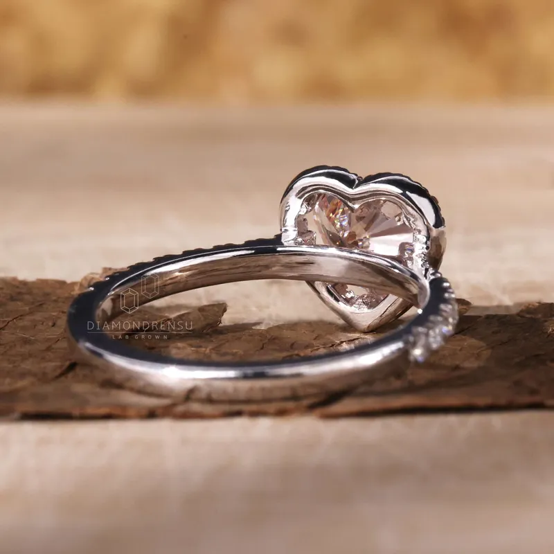 1.03 CT Fancy Intense Pink Heart Lab Grown Diamond Engagement Ring view 4