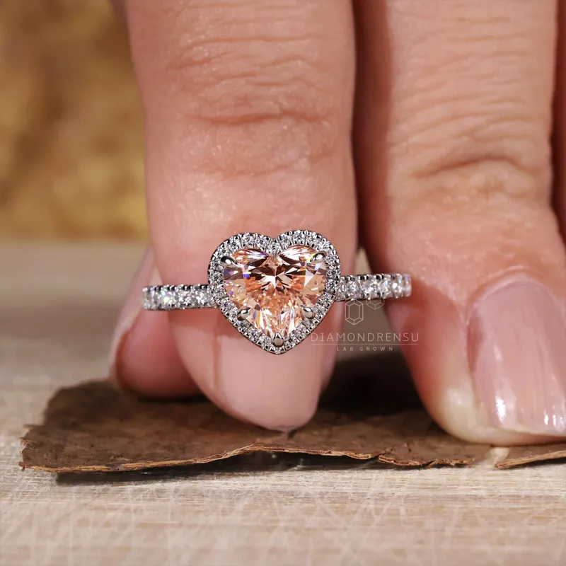 1.03 CT Fancy Intense Pink Heart Lab Grown Diamond Engagement Ring view 5
