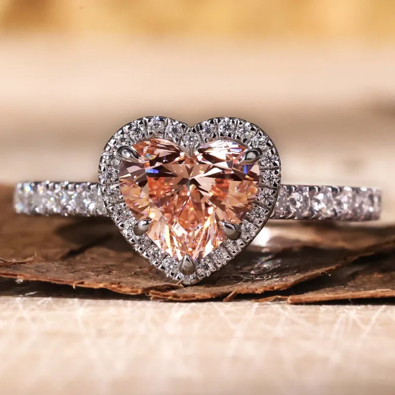 1.03 CT Fancy Intense Pink Heart Lab Grown Diamond Engagement Ring pink engagement ring