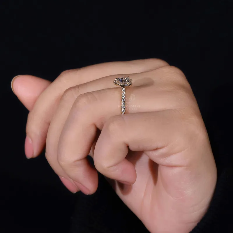 1.03 CT Heart Shape Lab Grown Diamond Halo Engagement Ring view 8