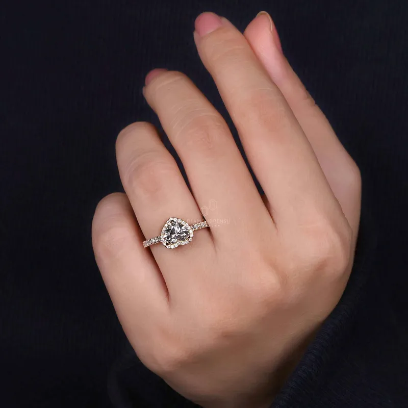 1.03 CT Heart Shape Lab Grown Diamond Halo Engagement Ring view 2