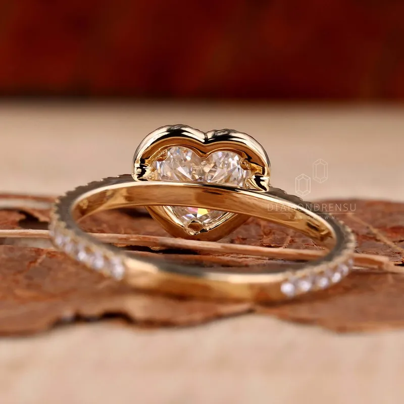1.03 CT Heart Shape Lab Grown Diamond Halo Engagement Ring view 6