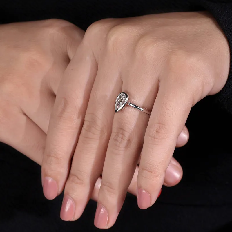 1.04 CT Pear Cut Lab Grown Diamond Solitaire Engagement Ring, IGI Certified view 2