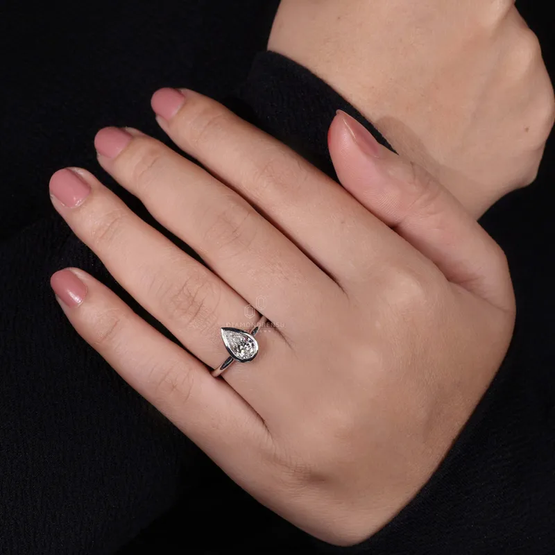 1.04 CT Pear Cut Lab Grown Diamond Solitaire Engagement Ring, IGI Certified view 4