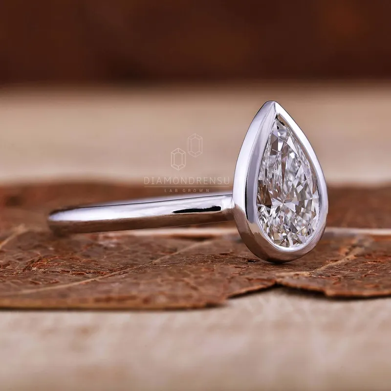 1.04 CT Pear Cut Lab Grown Diamond Solitaire Engagement Ring, IGI Certified view 3