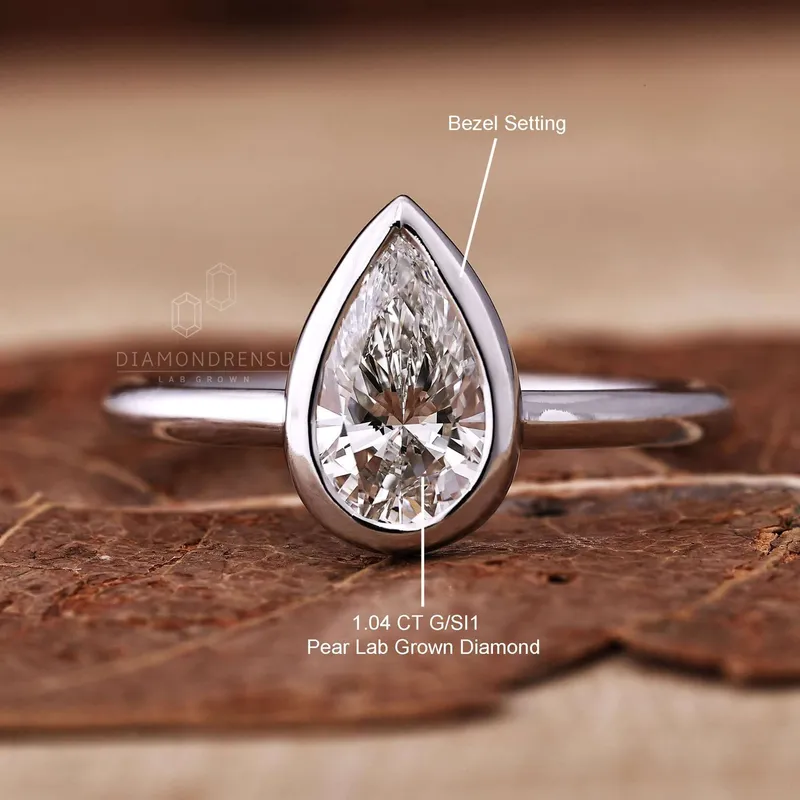1.04 CT Pear Cut Lab Grown Diamond Solitaire Engagement Ring, IGI Certified view 9