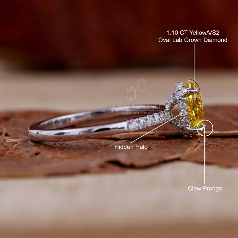 1.10 CT Fancy Yellow Oval Lab Grown Diamond Engagement Ring for Women vy 9