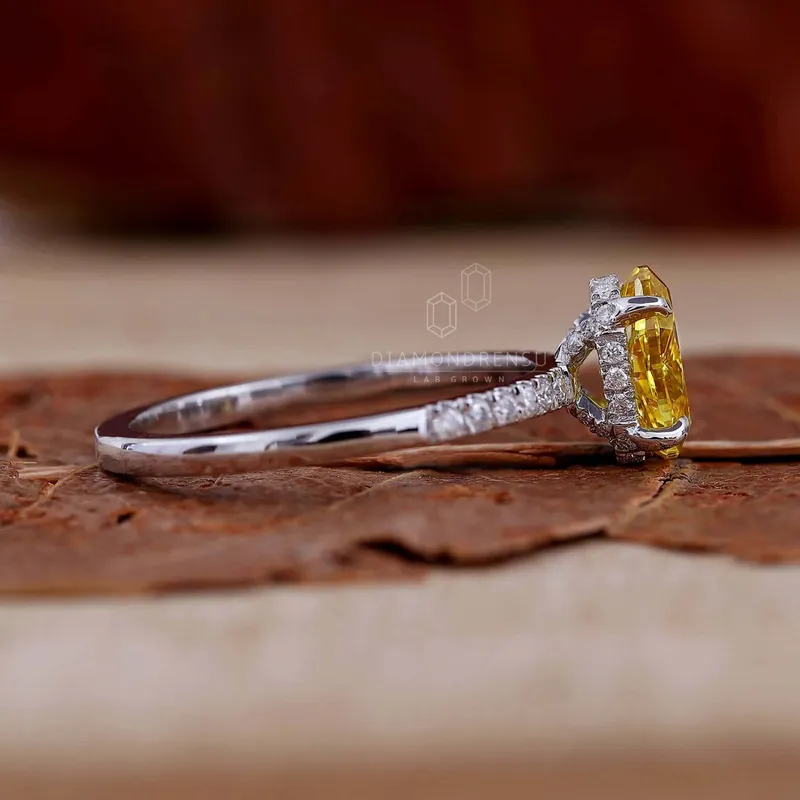 1.10 CT Fancy Yellow Oval Lab Grown Diamond Engagement Ring for Women vy 3