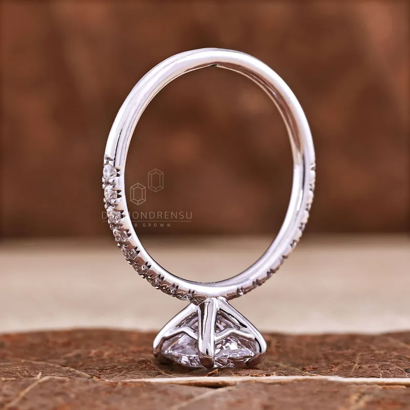 1.13 CT Oval Lab Grown Diamond Engagement Ring, EF/VS Lab Diamond Handmade Ring view 6