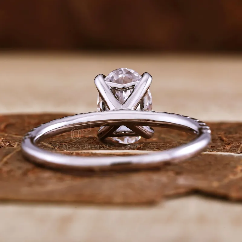 1.13 CT Oval Lab Grown Diamond Engagement Ring, EF/VS Lab Diamond Handmade Ring view 5
