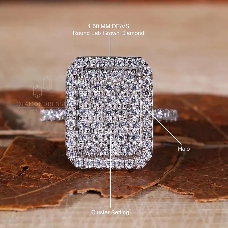 1.18 TW Round Lab Grown Diamond Ring, Radiant Outline Engagement Ring vy 9