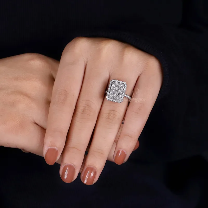 1.18 TW Round Lab Grown Diamond Ring, Radiant Outline Engagement Ring vy 4
