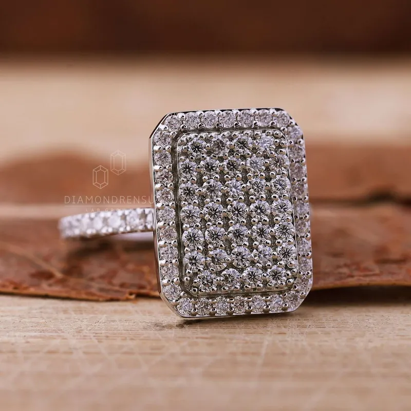 1.18 TW Round Lab Grown Diamond Ring, Radiant Outline Engagement Ring vy 3