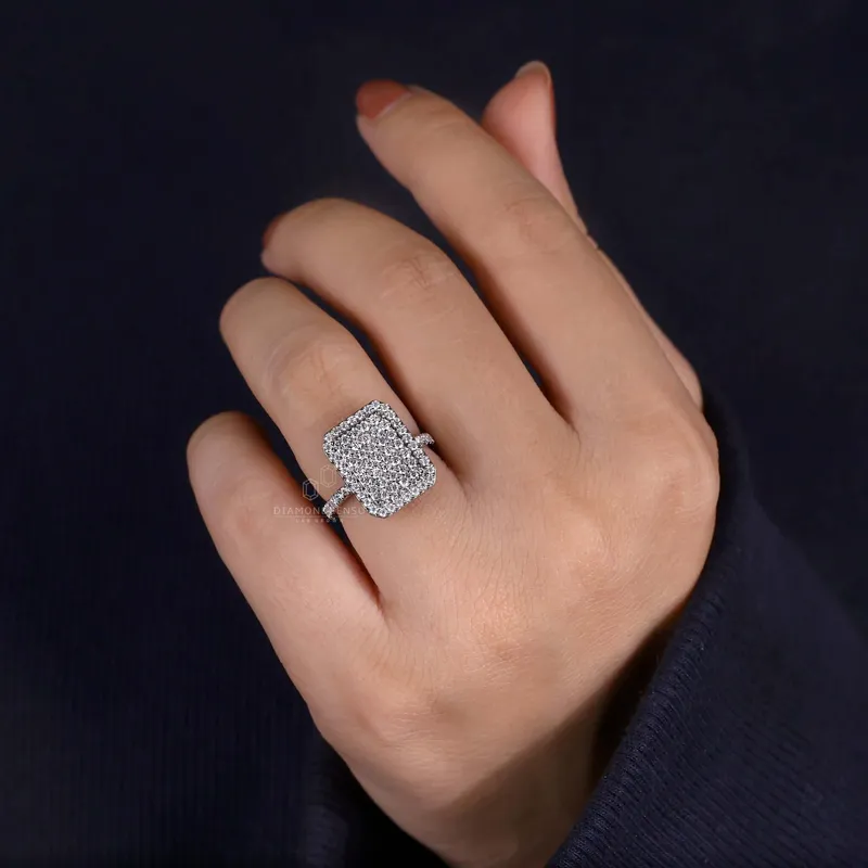 1.18 TW Round Lab Grown Diamond Ring, Radiant Outline Engagement Ring vy 2